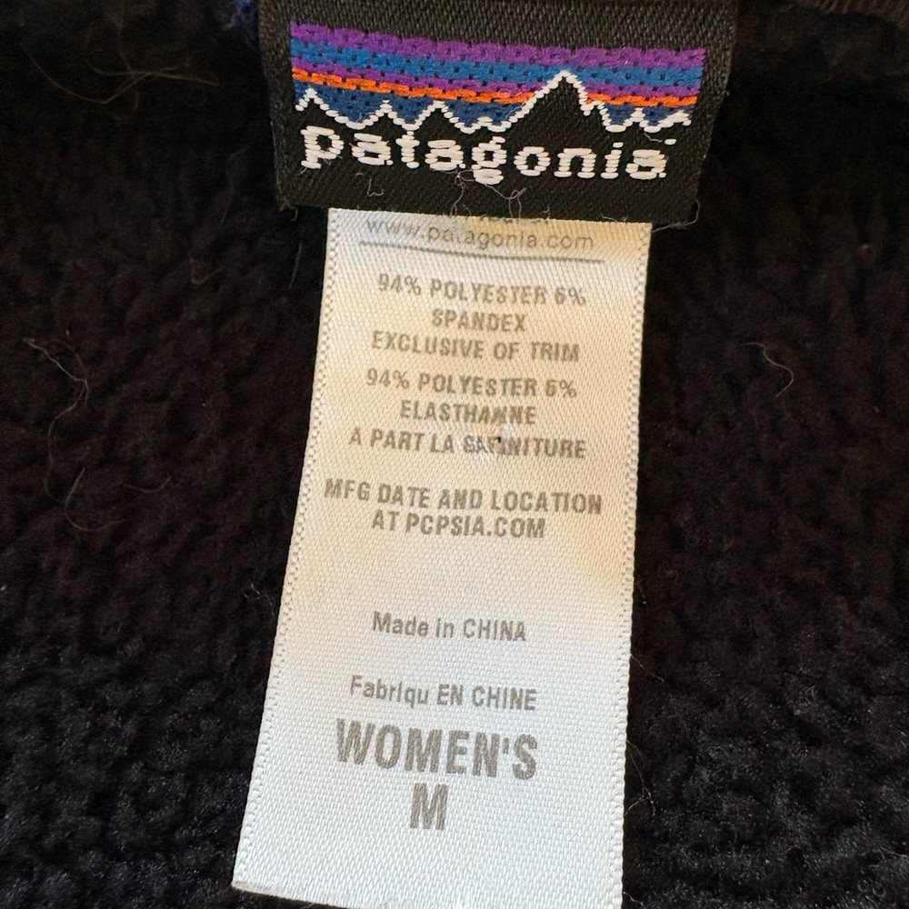 Patagonia Fleece Lined Trench Coat Womens Sz M Black Polartec Windbloc Jacket - Picture 5 of 11